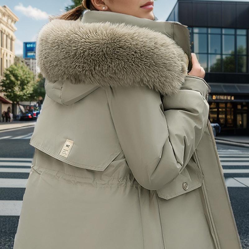 GMXIA Women's Vintage Casual Solid Color Print Autumn Winter Long Sleeve Hooded Jackets & Coats