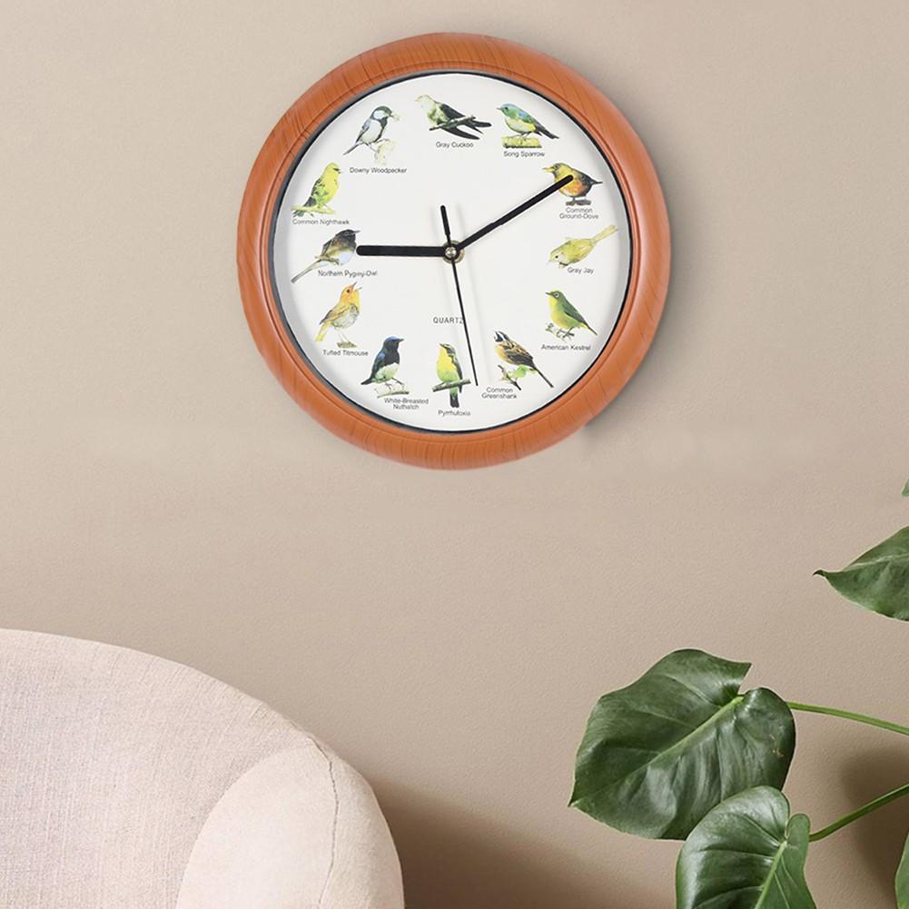 10inch Quartz Singing Bird Wall Clock with Names Songs For Home Decoration