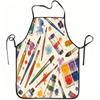 1pc Watercolor Paint Brush Palette Art Print Apron, Durable And Easy To Clean, Adjustable Waistband, Polyester Material, for Kitchen Cooking, Gardenin