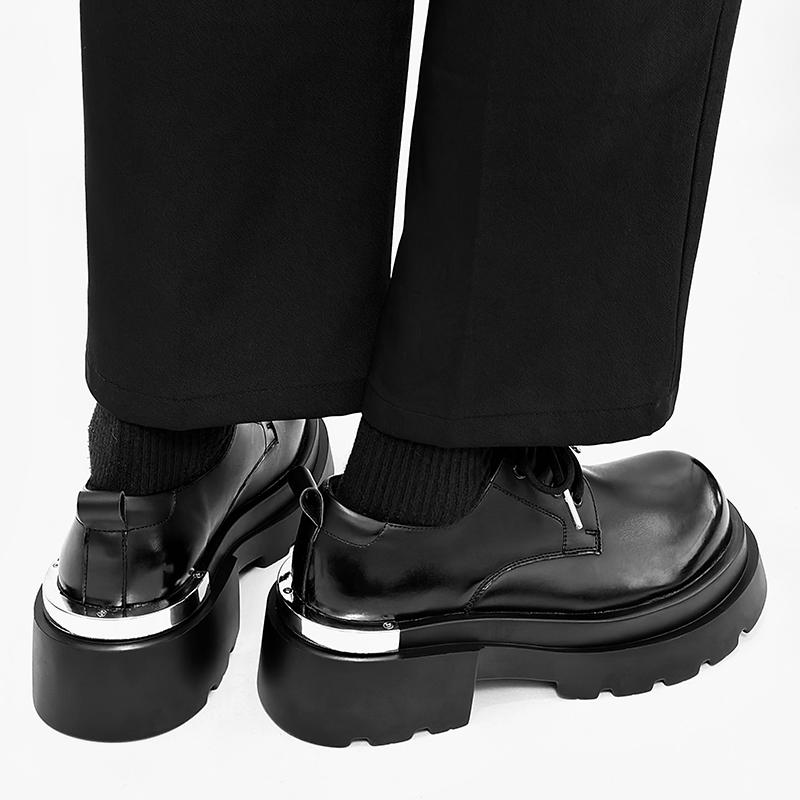 Fashion Trendy Thick Soled Men's Leather Shoes High-quality Casual Versatility Fashion Designer Style Party  Height Increasing Shoes