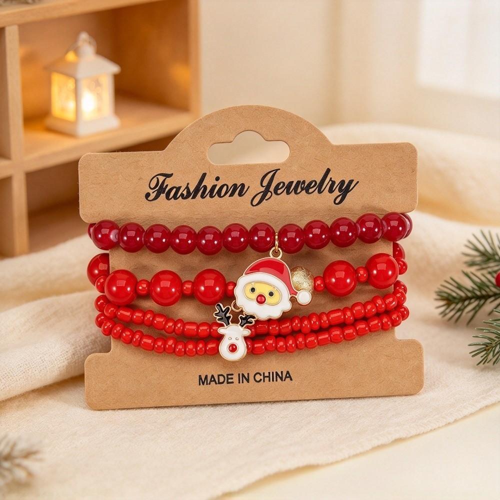 4Pcs/Set Colorful Christmas Bracelet Set Adjustable Stackable Hand Chain New Charm Bangle Set Gifts