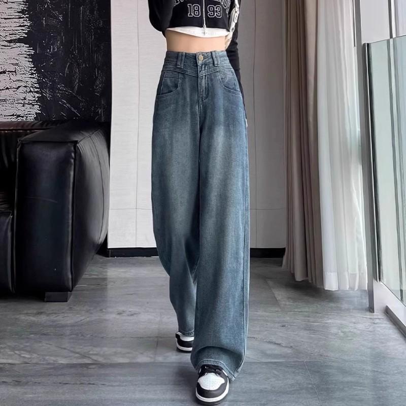 

Women s High-Waist Starry Sky Wide-Leg Jeans - Retro Relaxed Fit for Autumn and Spring 3XL 73-80kg