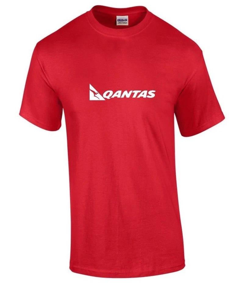 Qantas Airlines White Retro Logo Australian Aviation Red Cotton T-Shirt 3XL