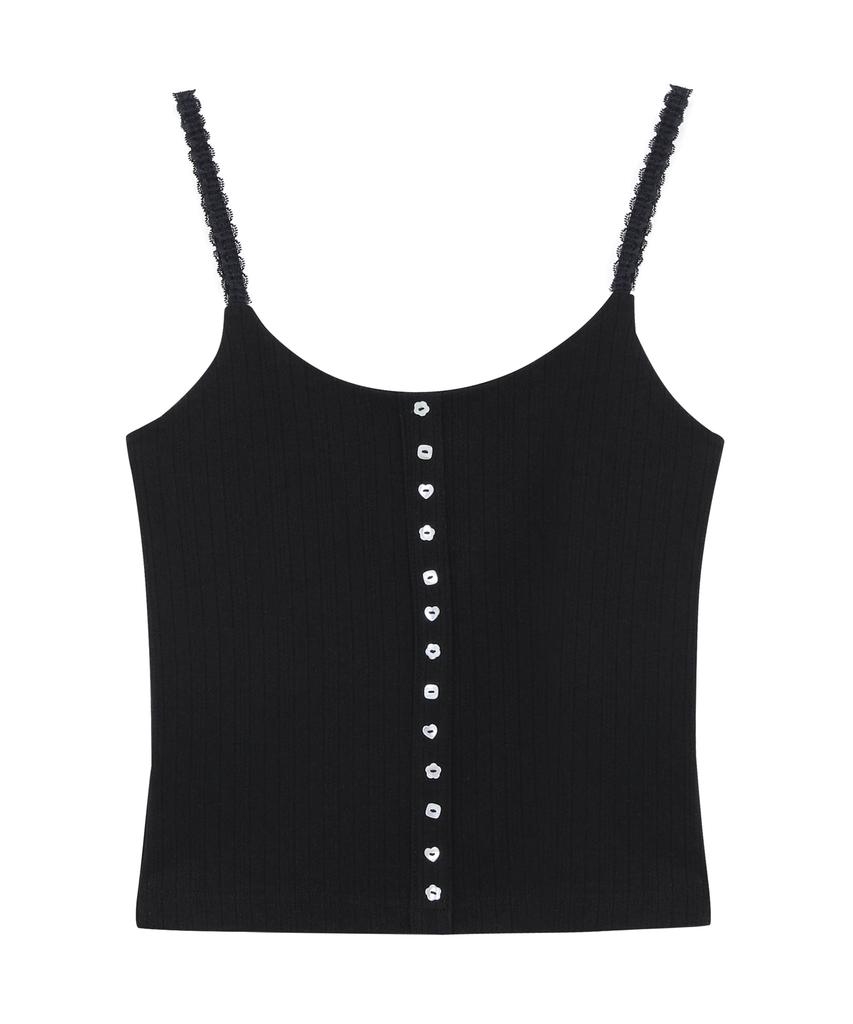 Lojanneu Sweet Dreams Button Cami Top (Black)