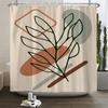 Nordic Style Abstract Art Boho Shower Curtain Waterproof Polyester Bath Curtain Morandi Color Block Curtain Bathroom Decor