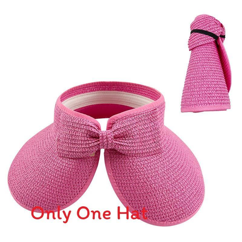 Neutral Top Straw Hat Sun Protection Cap With Butterfly Knot For Travel Beach