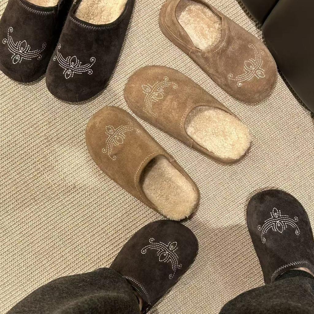 Sycamore Shadow Wood 2025 Autumn and Winter New Fluffy Velvet Fashion Versatile Platform Casual Half Drag Boken Shoes Women