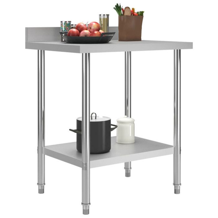 VidaXL Table de travail de cuisine avec dosseret 80x60x93 cm Inox 51187