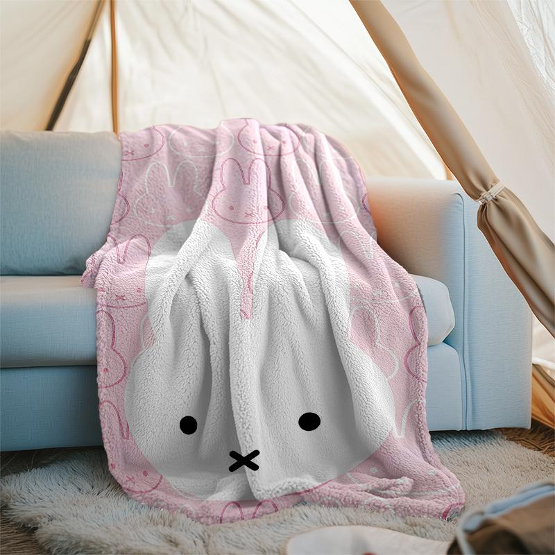 Miffy printed blanket—lightweight,soft,warm;versatile blanket all seasons—perfect as &air-conditioning throw,nap blanket