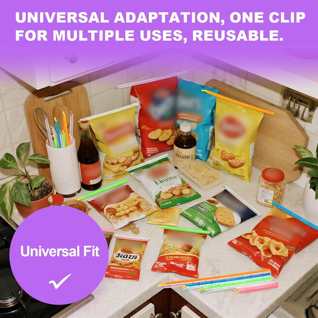 Food Sealing Sticks, Bag Clips 16 Pcs Reble Bag Sealer Sticks Used For Sealing Various Sealable Snacks Cereal Foods Plastic Bag Sealers (S01-Nordic