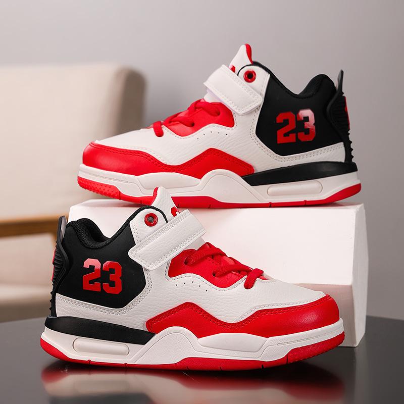 Boys' High-Top Leather Basketball Shoes - 2025 Winter Collection for Primary & Older Students