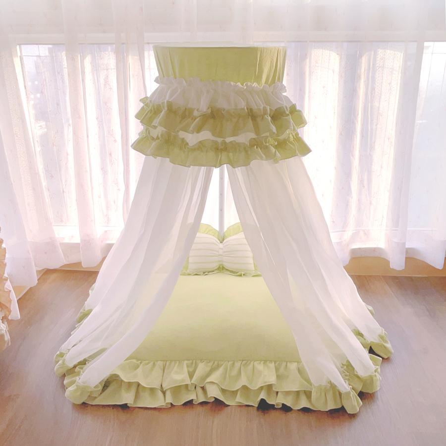 Cute Soft Mesh Pet Tent Washable Dog Mosquito Net Princess Style Teddy House for Small Breeds All-Season Cozy Shelter for Puppie