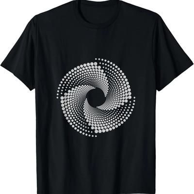 Nokta Spiral Sanatı Siyah Beyaz Grafik Optik İllüzyon Tişört
