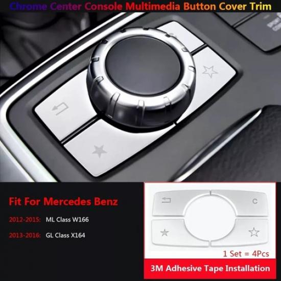 4x Car Center Console Multimedia Buttons Cover For Mercedes Benz ML GL W166 X164