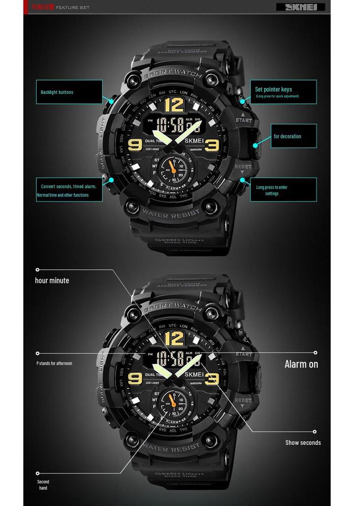 SKMEI Shockproof Men's Outdoor Sports Watch with Large Digital Dial