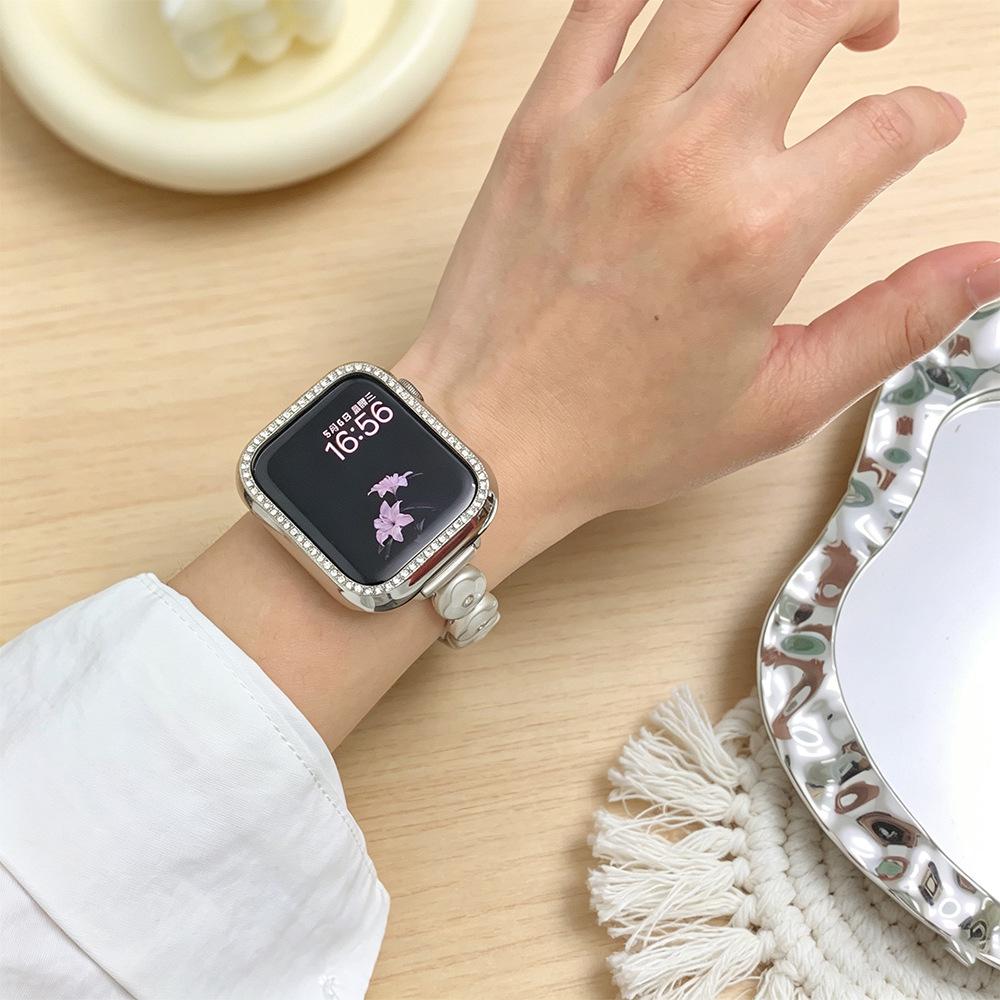 Compatible Bands for Apple S11, iWatch 109876SE, Huawei GT6, Xiaomi 9PRO - Round Bean Drip Glue, Small Flower Design