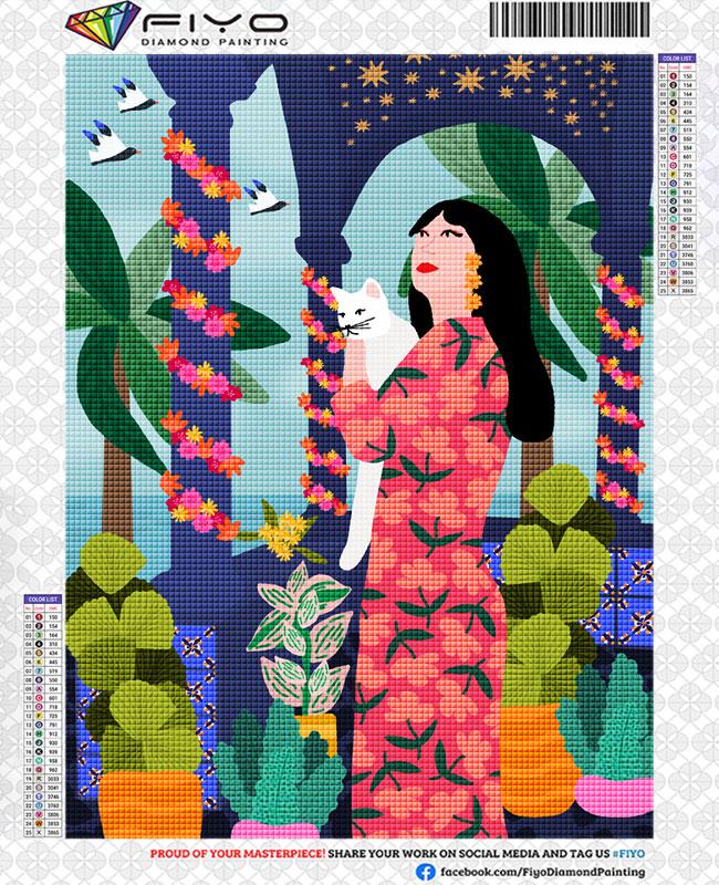 5D Diamant Malerei Tropical Bunte Mädchen Blume Diamant Stickerei Wand Kunst Kreuz Stich Bilder Für Wohnzimmer Wohnkultur quadro