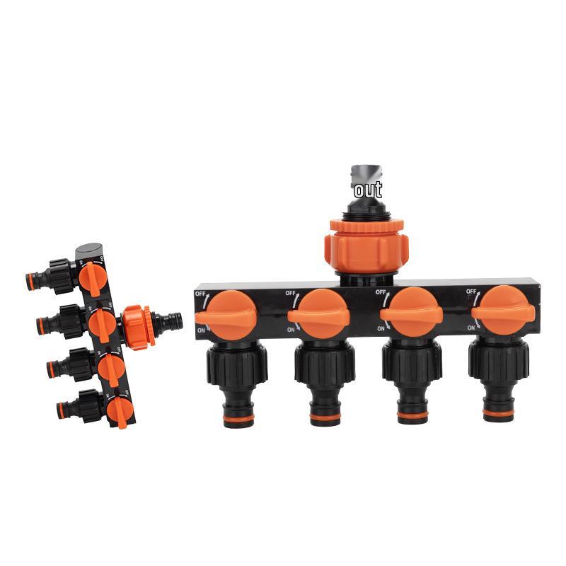 Garden Hose 4-Way Water Splitter with Switch Valve Connector