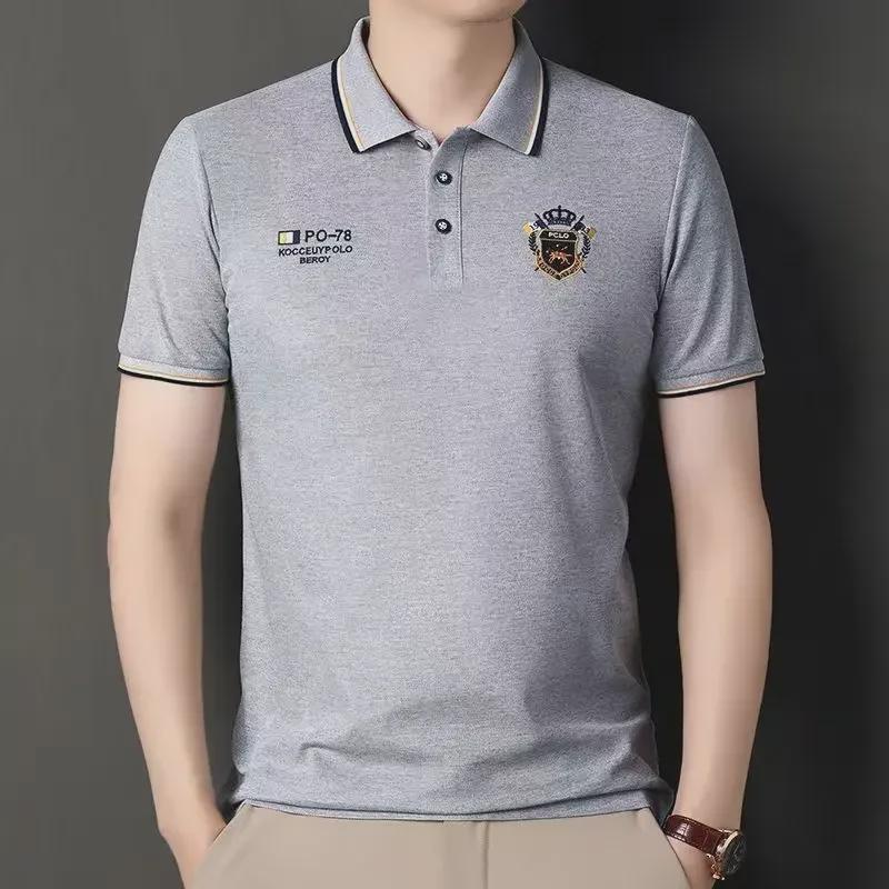 Men's High-Quality Embroidered Short-Sleeve POLO Shirts, Loose Fit for All Ages, Summer Style