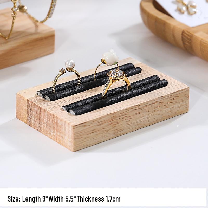 Solid Wood Minimalist Ring Display Tray with 20 Slots