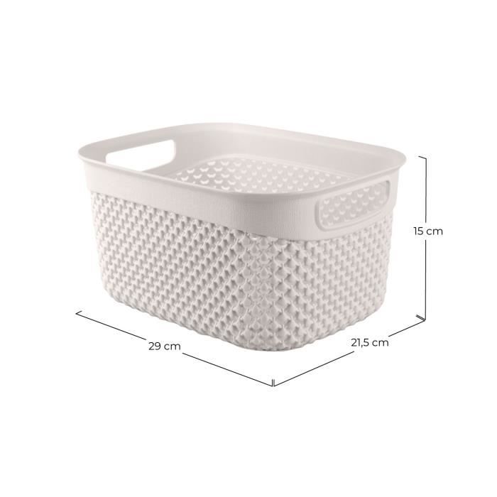 Grand Panier De Rangement Rectangulaire 6,6 Litres 7house... Blanc