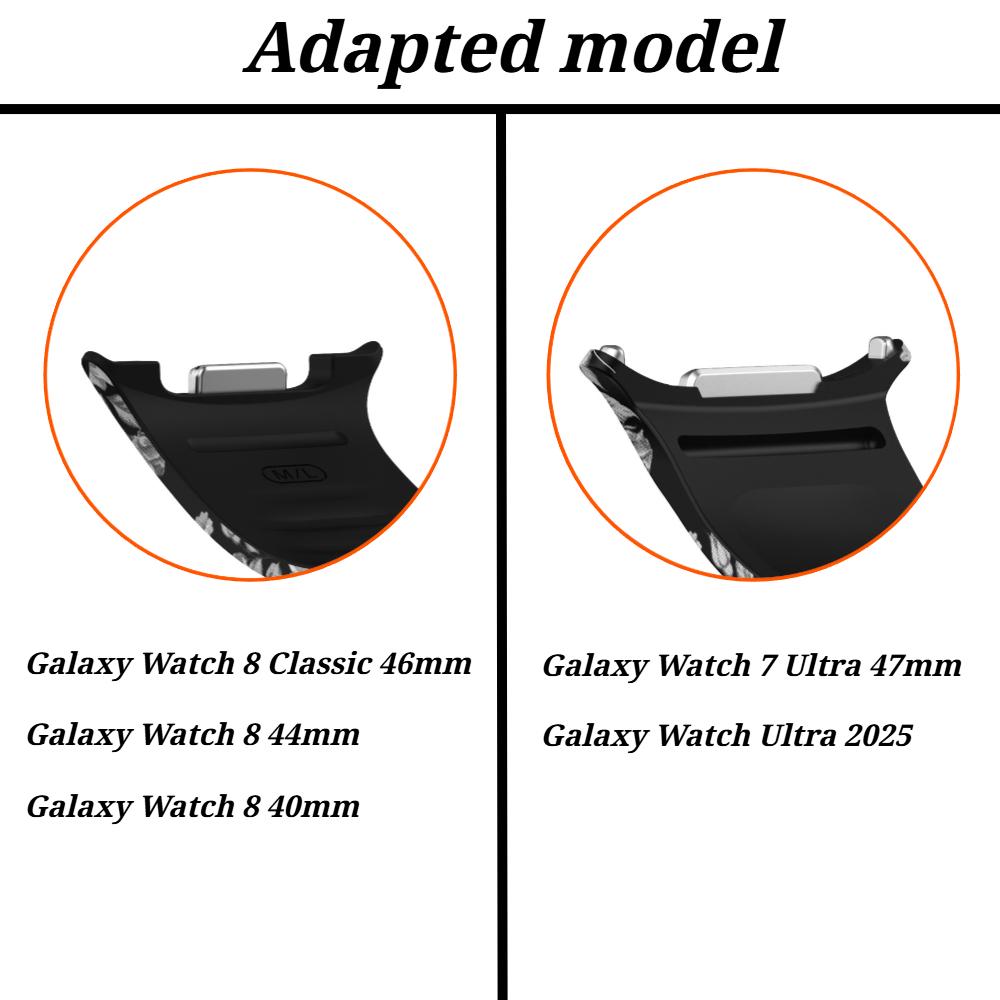 Printing Silicone Strap for Samsung Galaxy Watch 8 40mm 44mm/8 Classic 46mm Men Women Silicone Sport Strap For Galaxy Watch7 Ultra 47mm 2025 Wristband