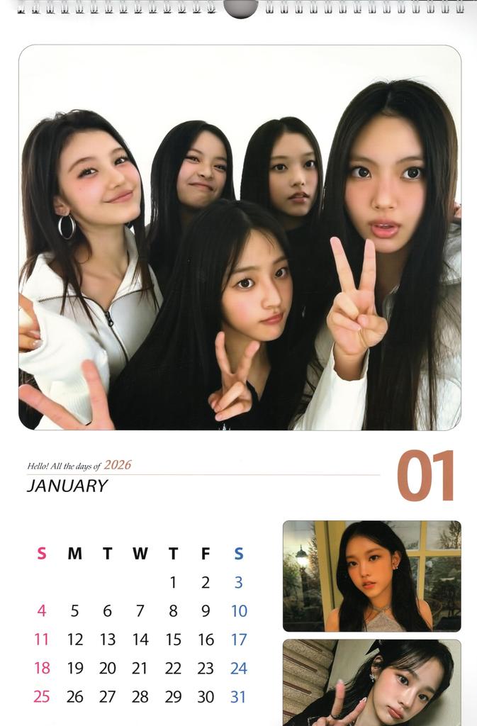 NJZ Hani Merchandise Large Wall Calendar 2026 Sticker Set Minzy, Daniel, Hyelin, (Reiwa 8) + K-POP