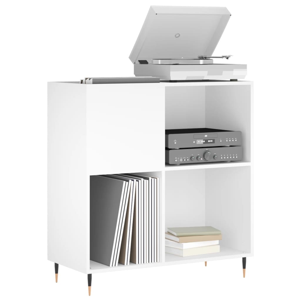 White Record Cabinet 84.5 x 38 x 89 cm Engineered Wood