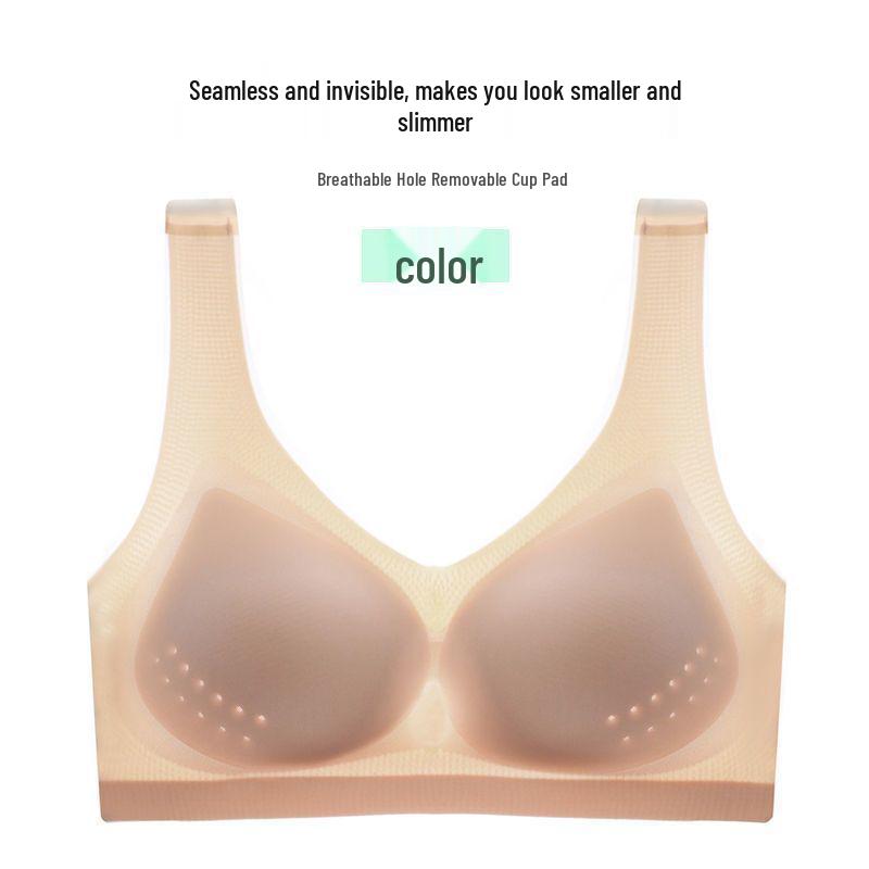 Women's Seamless Ice Silk Sleep Bra: Super Thin, Breathable, Plus Size, No Wire, Beautiful Back, Summer Comfort