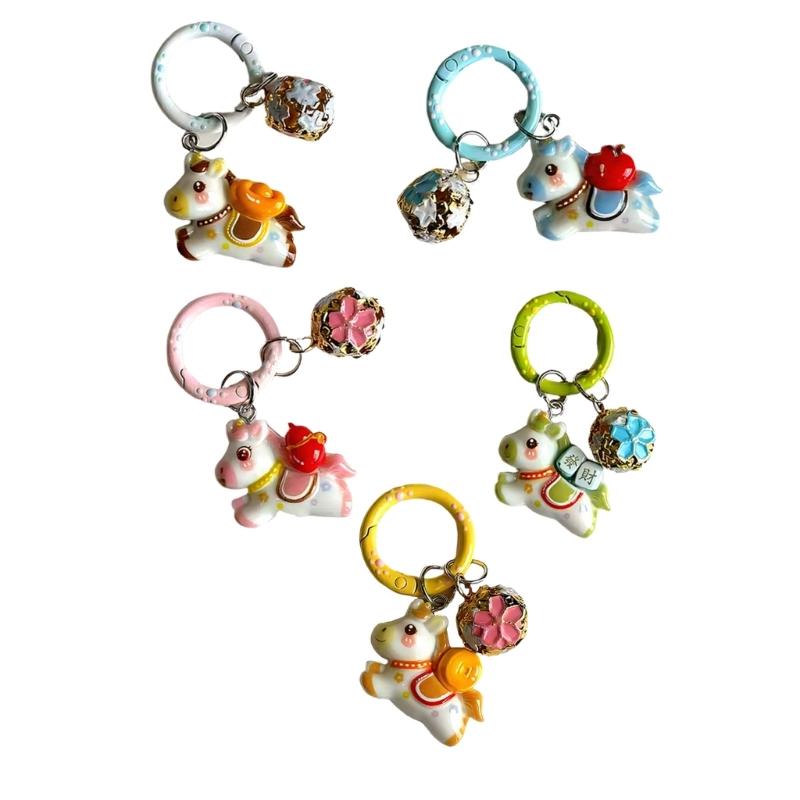 Adorable Horse Keychain With Bell Perfect For Keys Backpacks And Phone Accessories Cute Cartoon Design Bag Ornament