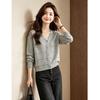 D.F.DEAR Women's Beaded V-Neck Knit Cardigan