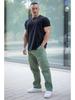 Men's Autumn Patchwork Cargo Pants with Large Pockets - Casual, Solid Color, Loose Fit, Small Leg Style