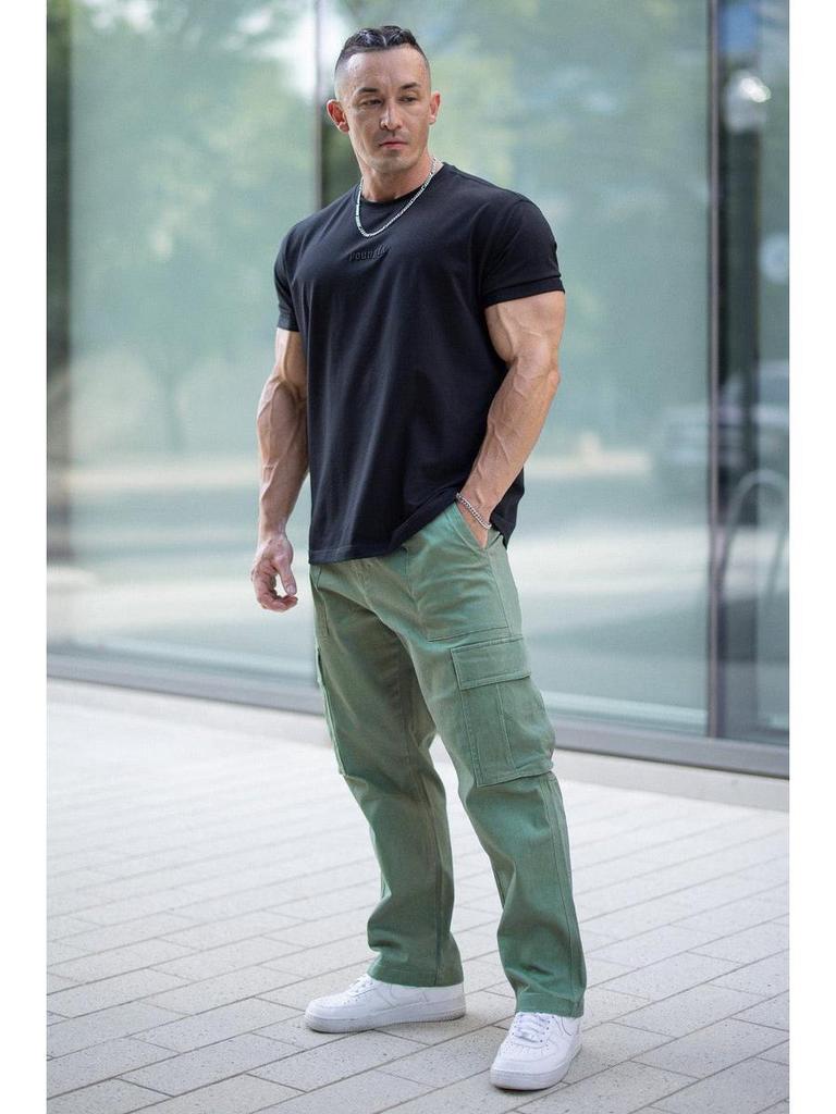Men's Autumn Patchwork Cargo Pants with Large Pockets - Casual, Solid Color, Loose Fit, Small Leg Style