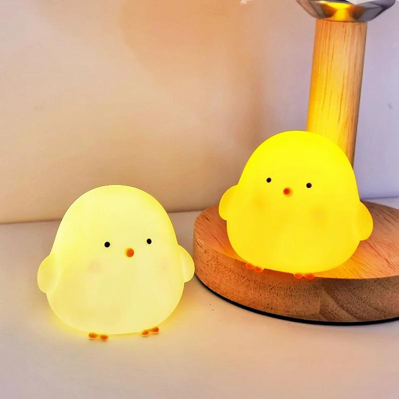 Cute Chick Night Light Soft Warm Glow Bedside Sleeping Lamp Lovely Cartoon Room Decor Perfect Birthday Christmas Holiday Gift