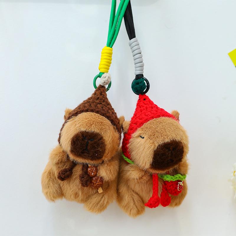 Capybara Plush Doll Keychain – Adorable Knitted Street Stall Gift