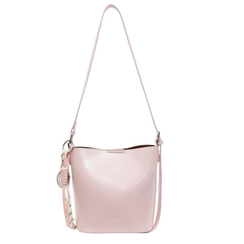 

Новая высококачественная текстура универсальная сумка-ведро осень и зима новая осень и зима нишевый дизайн на плечо сумка-мессенджер розовый