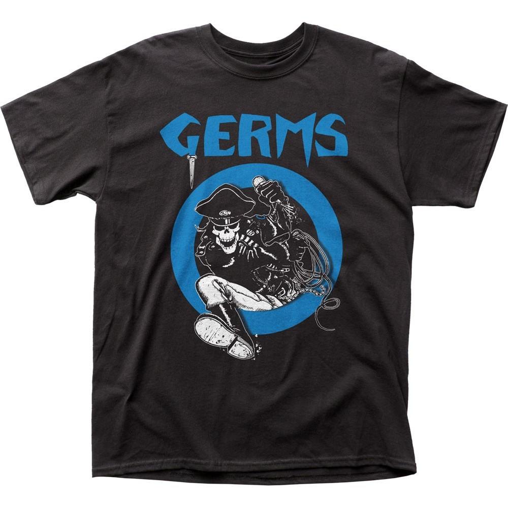 Germs Leather Skeleton Mens T Shirt Music Classic Concert Rock Band Tee Black Unisex T-Shirt S