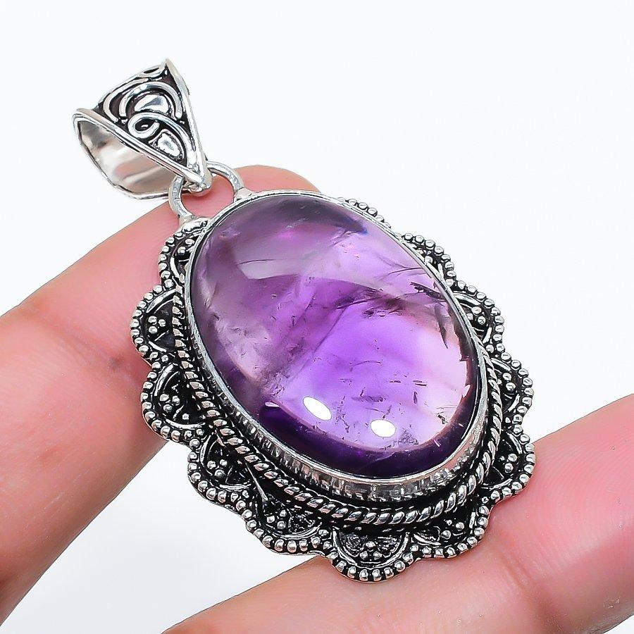 Natural Sage Amethyst Gemastone 925 Sterling Silver Jewelry Pendant 1.97 AP-14430
