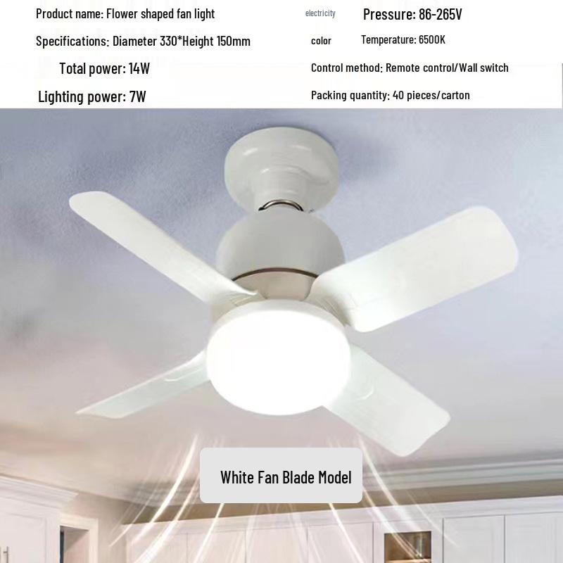 

Mini E27 Screw Fan Light with Remote - Silent for Living, Dining, and Bedroom