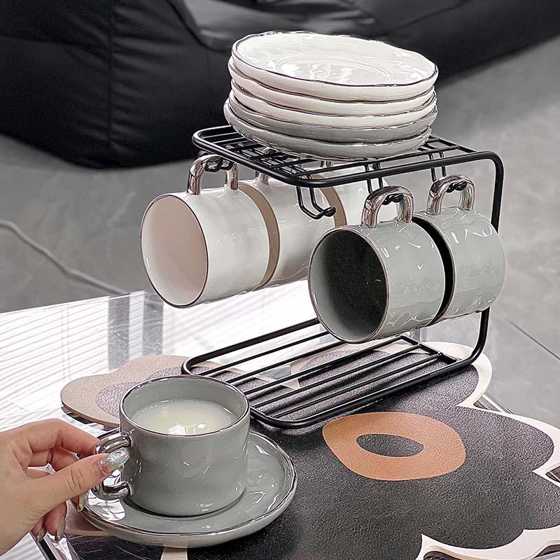 Nordic Style Luxury Ceramic Coffee Cup Set (6 Pieces) - Elegant Housewarming Gift