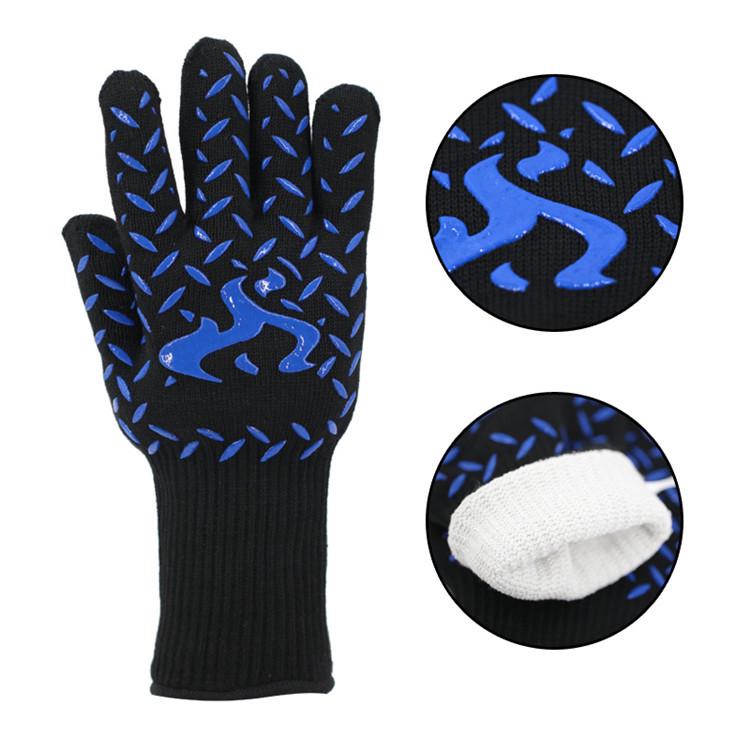 Thickened Aramid BBQ Gloves - 500°F Flame Retardant & Insulated, EN407 Certified, Customizable Anti-Scalding Protection