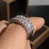 Modische Damenringe Sterling Silber Quadrat Zirkonia Zweireihig Eingelegt Zirkonia Ringe für Frauen Anillos Mujer