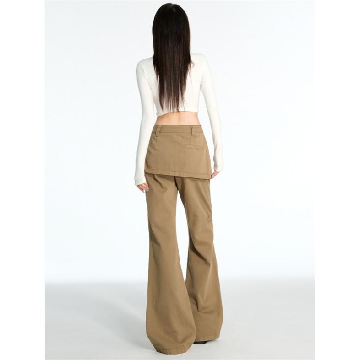 Autumn American Retro Fake Two Piece Design Slightly Spicy Casual Pants Women'S Loose Floor Pants