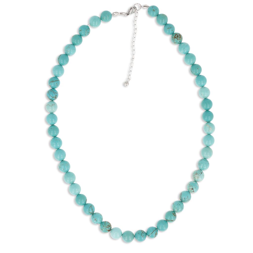 Les Trésors De Lily [R1888] - Collier acier 'Minéralia' turquoise - 45 cm 8 mm