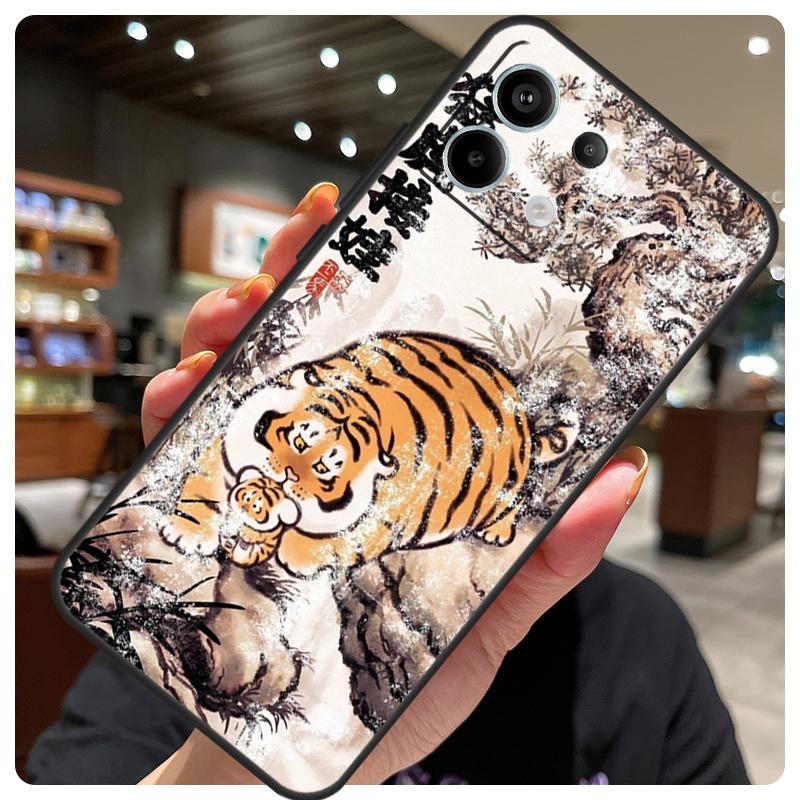 Cartoon Fat Tiger Case For Xiaomi Redmi Note 11 10 12 13 14 15 Pro Plus Cover For Redmi 15 15C 10C 12C 13C 14C