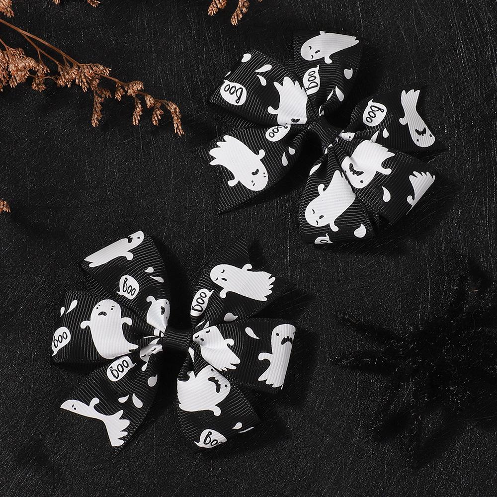 Popular Children'S Hair Accessories Set Accessories Halloween Ribbed Bow Hairpin Children'S Accessories 638