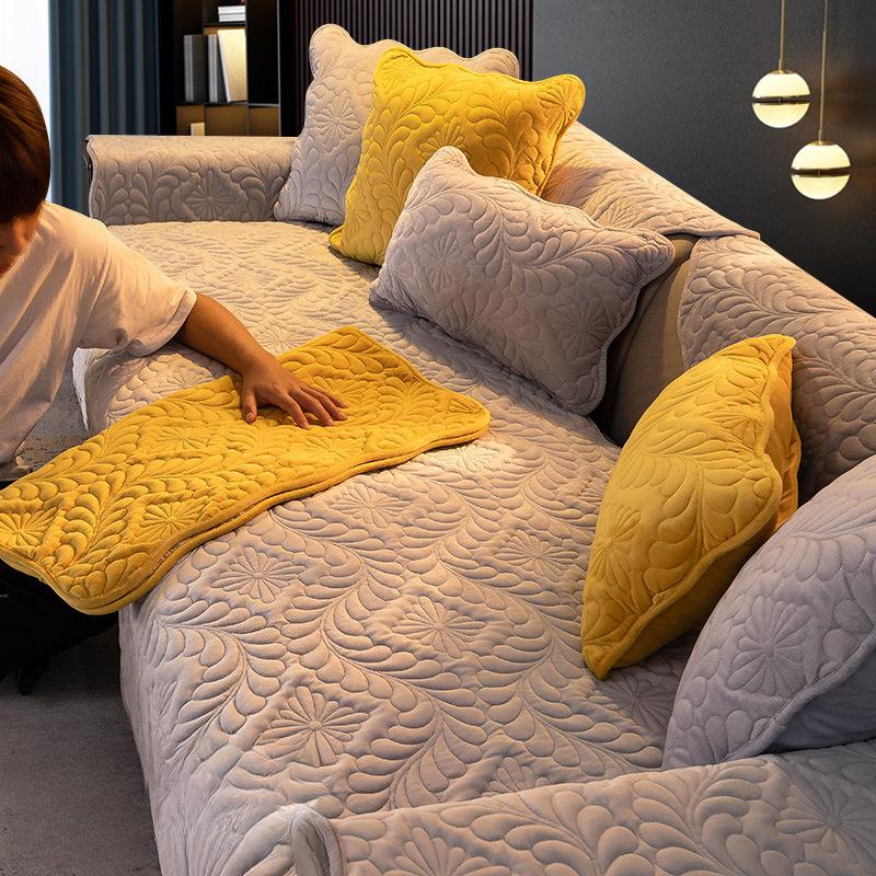 Plush Sofa Cushion Winter Cover Cushion All-inclusive Non-slip Household European Sofa Cover All-season Universal Seat Cushion