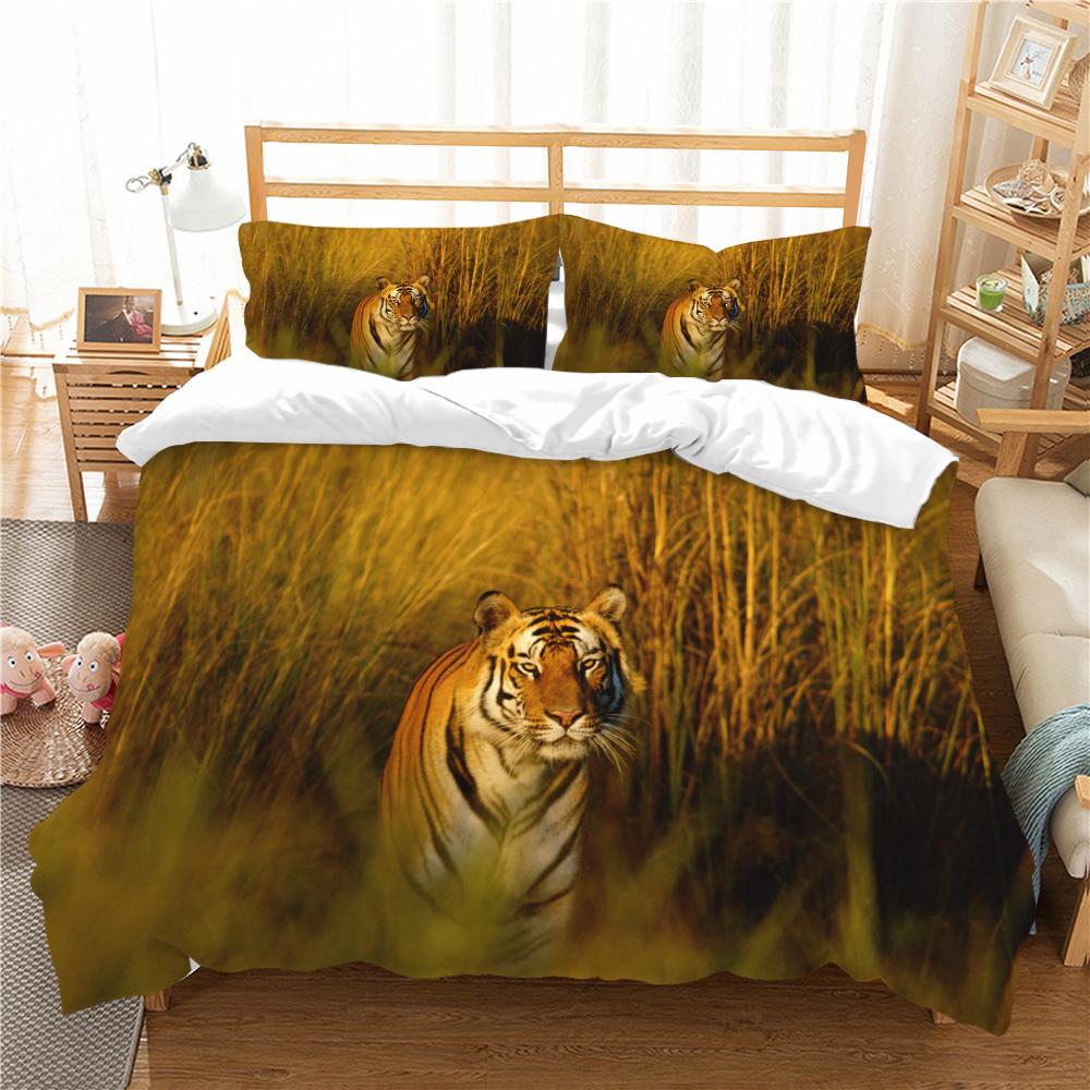 Ensemble de literie sur le thème des animaux de la jungle, housse de couette 2/3 pièces EU135 * 200, chambre de garçon, séchage rapide, fermeture éclair douce, décoration de la maison