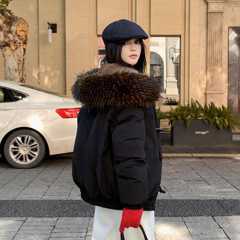 Winterparka Mantel Damen Retro Kurze Jacke Kapuzen-Oberbekleidung Koreanischer Stil Warmer Baumwollgepolsterter Mantel