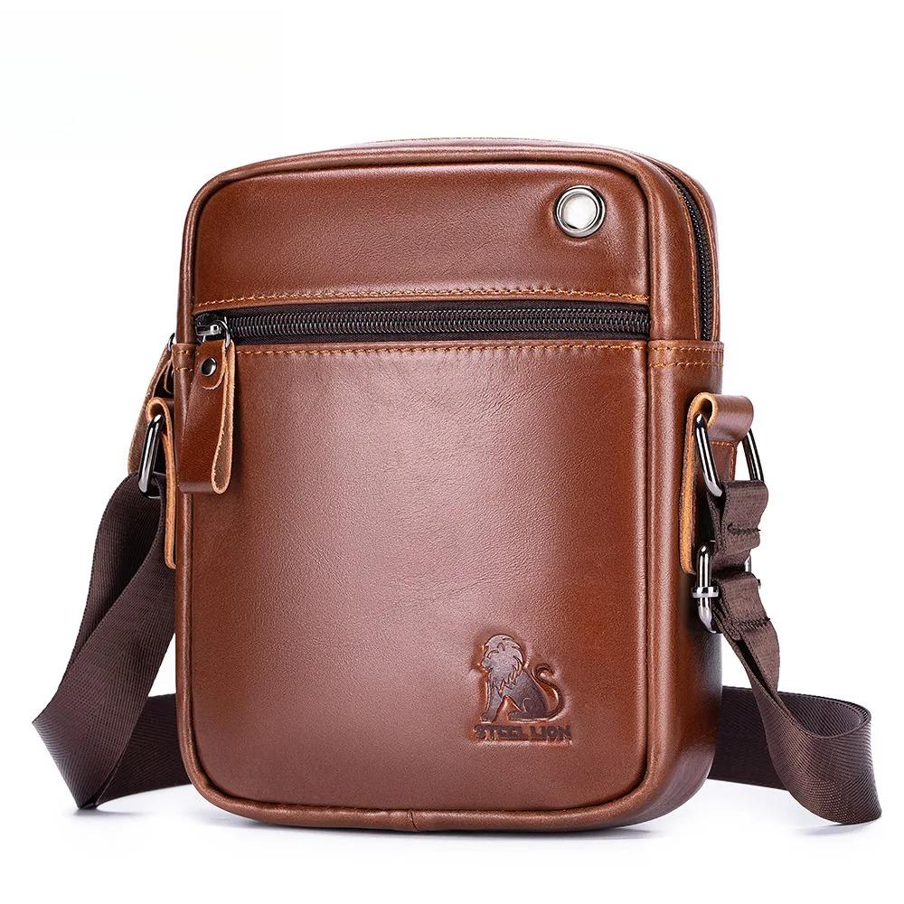 Luxury Brand Men's Real Leather Crossbody Bag Fashion Casual Shoulder Messenger Bag for Travel Business Vintage Style